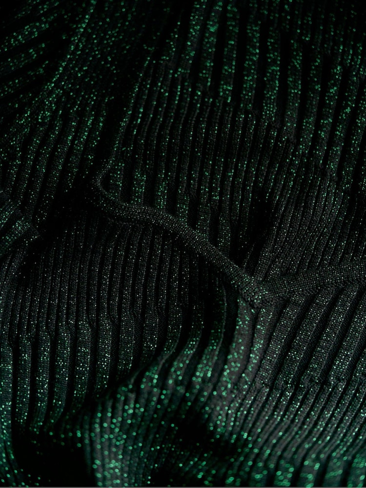 Another Sunday Knitted Metallic Long Sleeved Top With Sweetheart Neckline In Green - Image 5 of 5 Another Sunday Knitted Metallic Long Sleeved Top With Sweetheart Neckline In Green - Image 5 of 5
