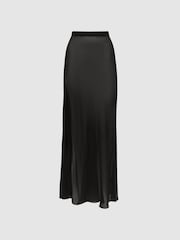 Reiss Black Casey Sheer High Rise Midi Skirt - Image 8 of 10