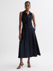 Robe mi-longue boutonnée sur le devant Reiss Milena - Image 3 of 5