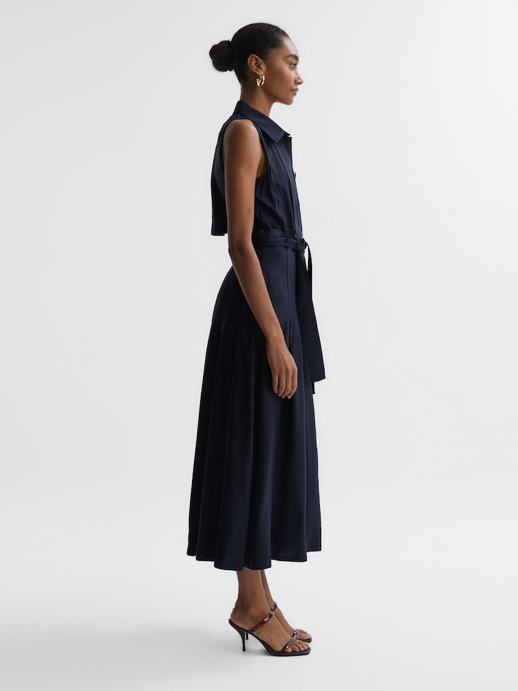 Robe mi-longue boutonnée sur le devant Reiss Milena - Image 4 of 5