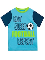 Character Blue Football Pyjamas Eat  Sleep Football  Shorts - Image 2 of 3
