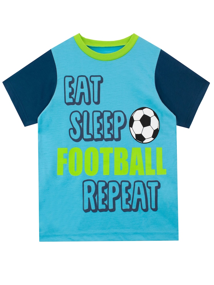 Character Blue Football Pyjamas Eat  Sleep Football  Shorts - Image 2 of 3