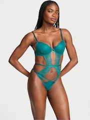 Victoria's Secret True Teal Blue Lace Lightly Lined Bodysuit - Image 1 of 2