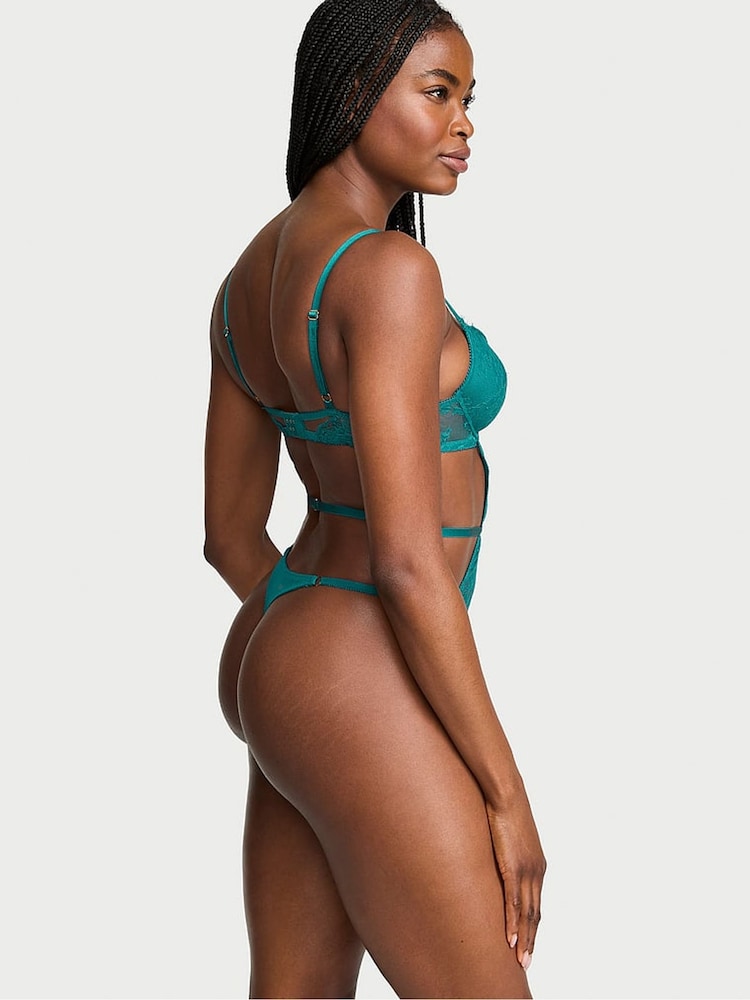Victoria's Secret True Teal Blue Lace Lightly Lined Bodysuit - Image 2 of 2
