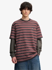 SUPERDRY Red Oversized Stripe T-Shirt - Image 1 of 8