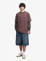 SUPERDRY Red Oversized Stripe T-Shirt - Image 3 of 8