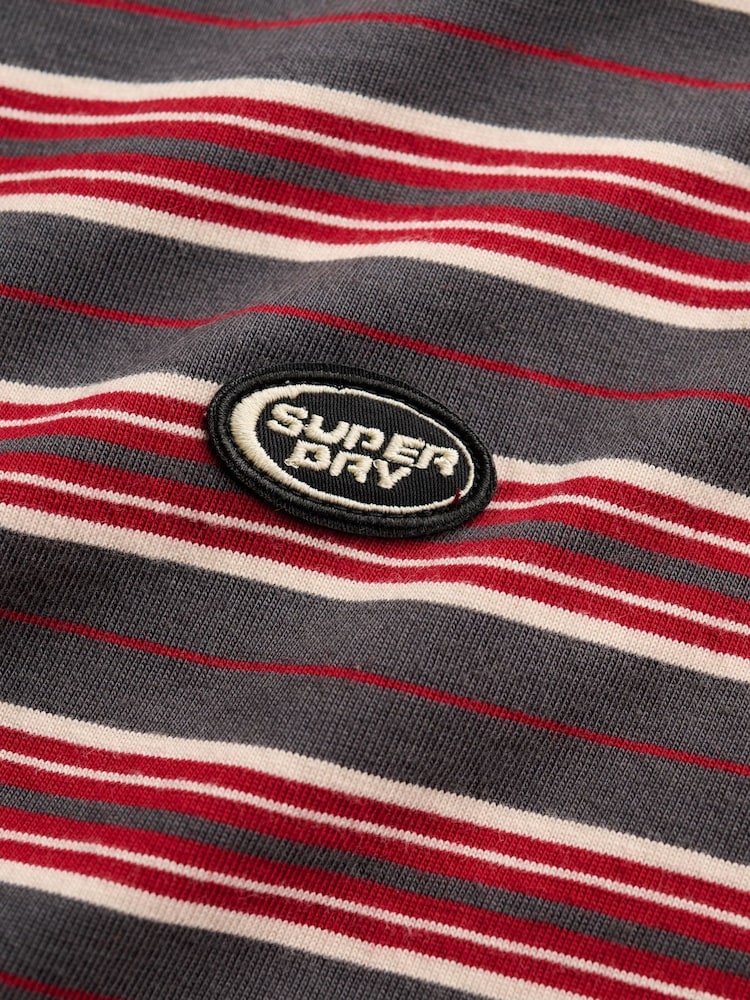 SUPERDRY Red Oversized Stripe T-Shirt - Image 8 of 8