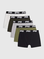 River Island Green Branded Waistband Boxers 5 Pack - Image 2 of 4