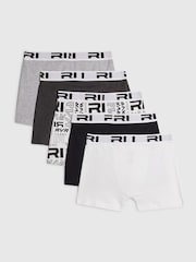 River Island Black River Branded Waistband Boxers 5 Pack - Image 2 of 4