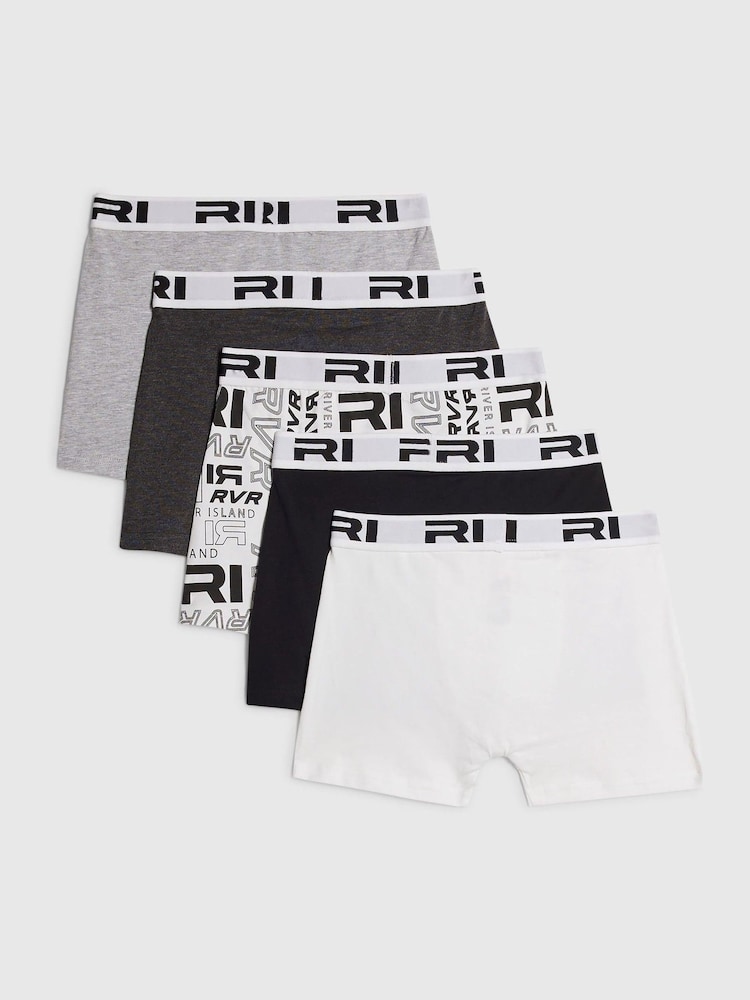 River Island Black River Branded Waistband Boxers 5 Pack - Image 2 of 4 River Island Black River Branded Waistband Boxers 5 Pack - Image 2 of 4