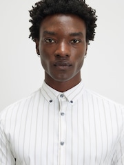 River Island White Muscle Fit Stripe Shirt - Image 4 of 4