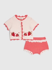 River Island Red Strawberry Cardigan & Bloomer Shorts Set - Image 1 of 5