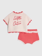 River Island Red Strawberry Cardigan & Bloomer Shorts Set - Image 2 of 5