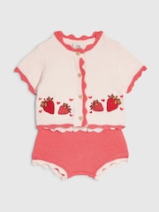 River Island Red Strawberry Cardigan & Bloomer Shorts Set - Image 3 of 5