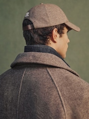 Reiss Brown Prim Monogram Wool-Blend Herringbone Baseball Cap - Image 1 of 6