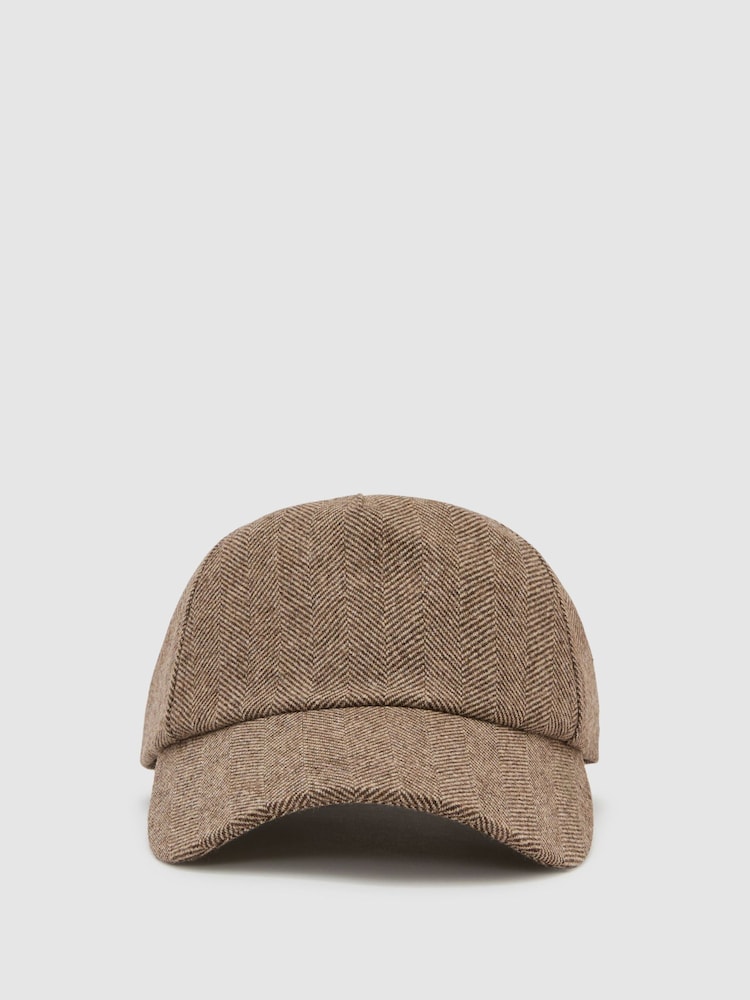 Reiss Brown Prim Monogram Wool-Blend Herringbone Baseball Cap - Image 2 of 6 Reiss Brown Prim Monogram Wool-Blend Herringbone Baseball Cap - Image 2 of 6
