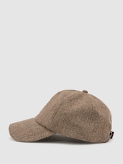 Reiss Brown Prim Monogram Wool-Blend Herringbone Baseball Cap - Image 3 of 6