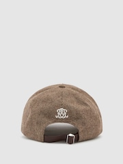Reiss Brown Prim Monogram Wool-Blend Herringbone Baseball Cap - Image 5 of 6