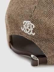 Reiss Brown Prim Monogram Wool-Blend Herringbone Baseball Cap - Image 6 of 6