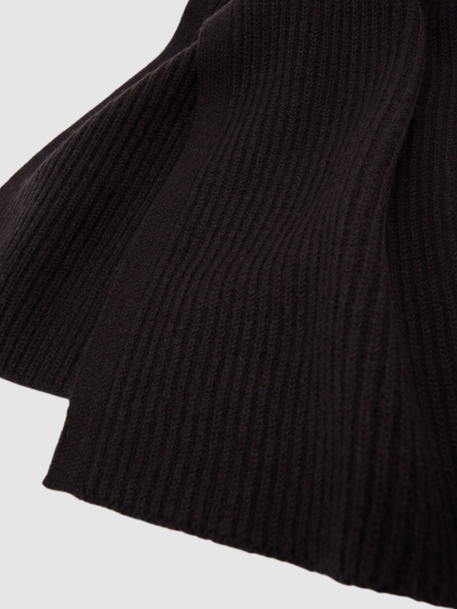 Buy Reiss Chocolate Brown Chesterfield Merino Wool Rib-Knit Scarf from