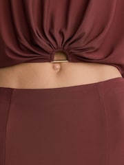 Reiss Rust Orange Margo Jersey Hardware-Detail Cropped Top - Image 5 of 9