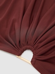 Reiss Rust Orange Margo Jersey Hardware-Detail Cropped Top - Image 9 of 9