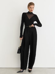 Reiss Black Vanessa Sheer-Panel Long-Sleeve Top - Image 3 of 6