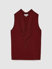 Reiss Claret Red Effie Cowl-Neck Knitted Sleeveless Top - Image 2 of 7