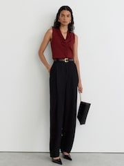 Reiss Claret Red Effie Cowl-Neck Knitted Sleeveless Top - Image 3 of 7