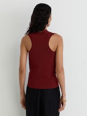 Reiss Claret Red Effie Cowl-Neck Knitted Sleeveless Top - Image 5 of 7