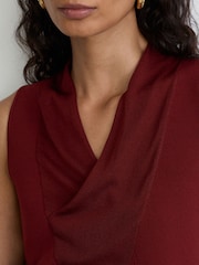 Reiss Claret Red Effie Cowl-Neck Knitted Sleeveless Top - Image 6 of 7