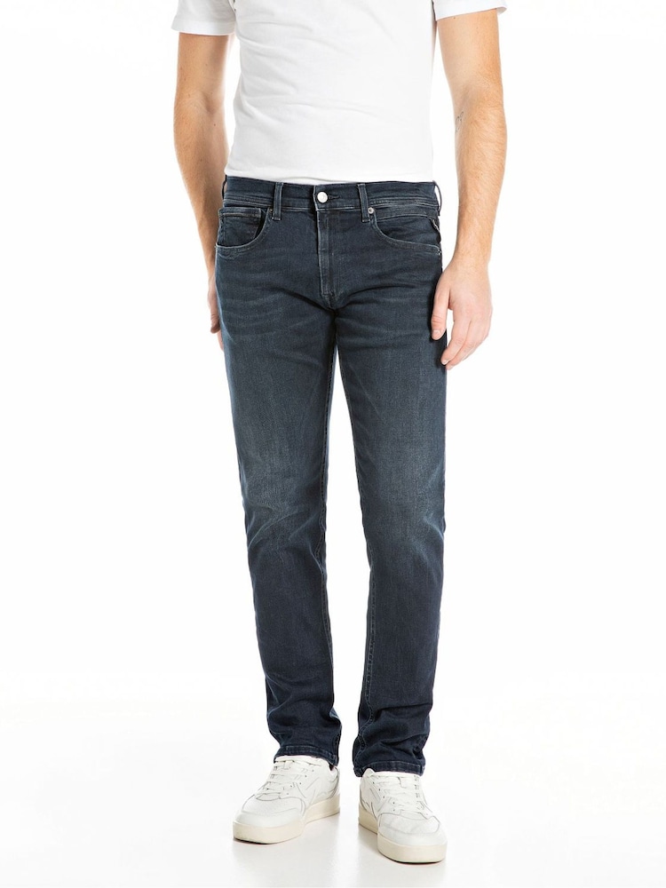 Replay Blue Replay Grover Hyperflex Blue Black Denim Jeans - Image 1 of 3