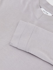Reiss Light Grey Brody High V-Neck Long-Sleeve Top - Image 6 of 6