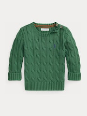 Polo Ralph Lauren Green Logo Cable Knit Jumper - Image 1 of 3