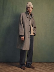 Reiss Brown Barrie Monogram Wool-Blend Twill Relaxed Raglan Overcoat - Image 1 of 10