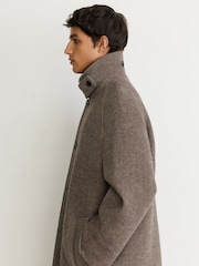 Reiss Brown Barrie Monogram Wool-Blend Twill Relaxed Raglan Overcoat - Image 6 of 10