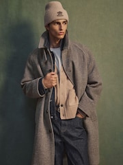 Reiss Brown Barrie Monogram Wool-Blend Twill Relaxed Raglan Overcoat - Image 7 of 10
