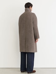 Reiss Brown Barrie Monogram Wool-Blend Twill Relaxed Raglan Overcoat - Image 8 of 10