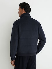 Reiss Airforce Blue Fasten Wool-Blend Faux Fur-Collar Quilted Jacket - Image 5 of 6