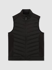 Reiss Black Hybrid Gilet Reiss | Castore Hybrid Quilted Gilet - Image 2 of 11