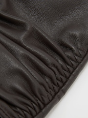 Reiss Chocolate Ginny Leather Ruched Gloves - Image 3 of 3