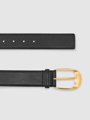Reiss Black Sammy Leather Rounded-Buckle Belt - Image 3 of 4