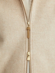 Reiss Oatmeal Foley Brushed Wool-Blend Zip-Through Overshirt - Image 4 of 8
