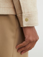 Reiss Oatmeal Foley Brushed Wool-Blend Zip-Through Overshirt - Image 5 of 8