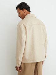 Reiss Oatmeal Foley Brushed Wool-Blend Zip-Through Overshirt - Image 6 of 8
