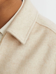 Reiss Oatmeal Foley Brushed Wool-Blend Zip-Through Overshirt - Image 7 of 8