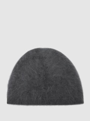 Reiss Grey Ava Brushed Cashmere Beanie Hat - Image 2 of 4