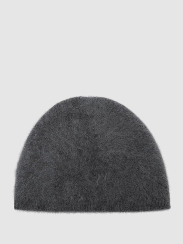 Reiss Grey Ava Brushed Cashmere Beanie Hat - Image 2 of 4
