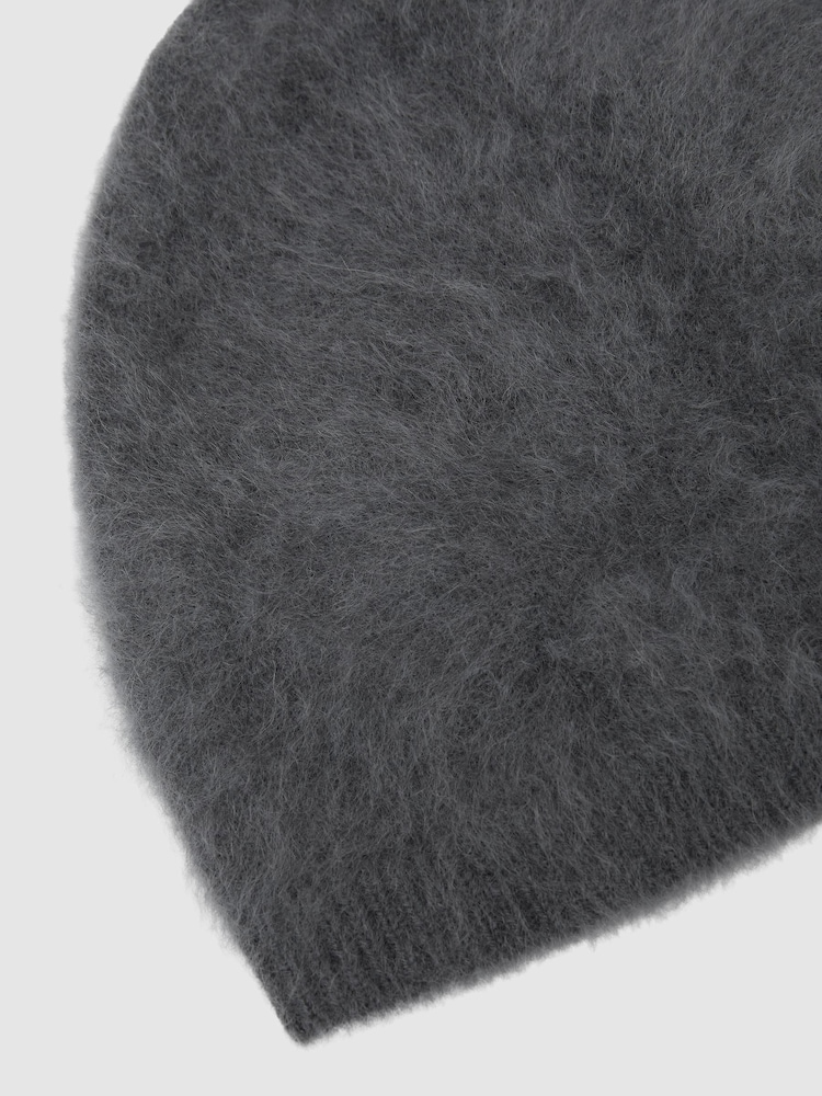 Reiss Grey Ava Brushed Cashmere Beanie Hat - Image 4 of 4