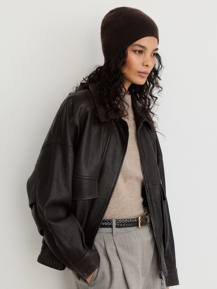 Шоколад - Reiss Mollie 100% Cashmere Beanie - Image 1 of 4